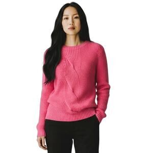 Talbots Pink Marled Cable Knit Braided Twist Sweater Med Preppy Ski Resort Cozy